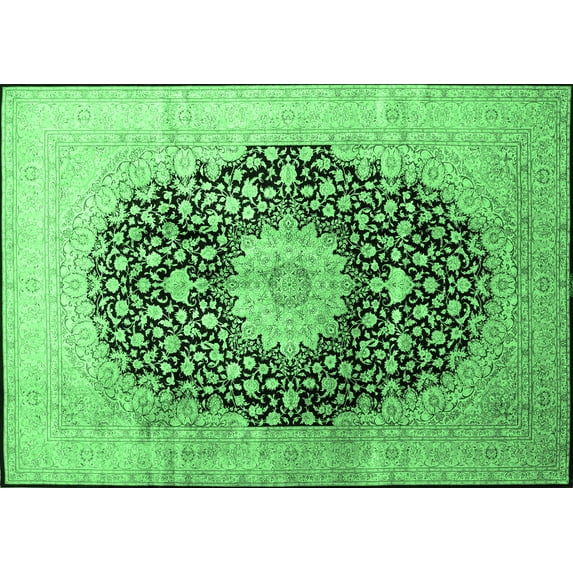 Ahgly Company Indoor Rectangle Medallion Emerald Green Traditional Area Rugs, 5' x 7'