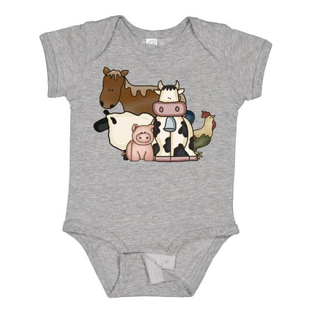 

Inktastic Cute Horse Sheep Cow Pig and Rooster Farm Animals Gift Baby Boy or Baby Girl Bodysuit