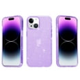 thumbnail image 3 of Glitter Clear Case for iPhone 15 Plus, Shining Sparkle TPU Military Grade Shockproof Cover Full Coverage Non-Yellowing Anti-Scratch Translucent Slim Lightweight Case, Purple, 3 of 8