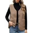 thumbnail image 2 of Reversible Vests Women Fall Sleeveless V-Neck Button up Fleece Vests Jackets with Pockets for Fall Winter Outerwear, 2 of 7