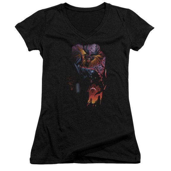 Batman/Batman & Robin #1 Junior Women's V-Neck T-Shirt Black