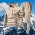 thumbnail image 5 of Timoontee Men's Heart Print Sweatsuit Two Piece Valentine Outfits Sets Long Sleeve Hooded Sweatshirt with Elastic Waist Drawstring Sweatpants Khaki M, 5 of 5