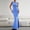Blue, variant on Elegant Dresses for Women Formal Maxi Gown Crewneck Sleeveless Textured Ribbed Knit Form-fitting Mermaid High Slit Flattering Dress for Prom Evening Wedding Guest