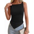 thumbnail image 5 of Asymmetrical Tops for Women Sleeveless Twist Straps Slim Fit Y2K Ruched Tank Shirts Going Out Top, 5 of 9