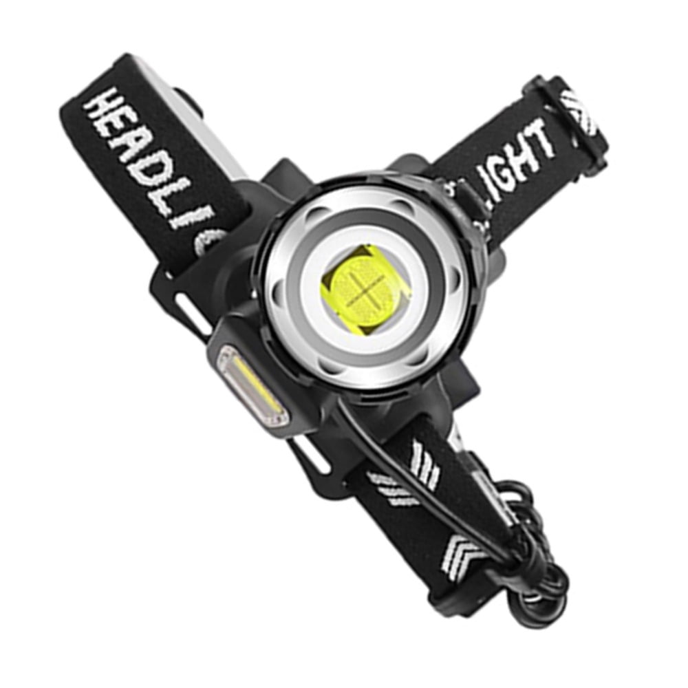 Portable IPX4 Waterproof Headlamp Dimmable Head Mounted Torch for Night Riding Walking Use  Cable 3Pcs Batteries