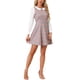 thumbnail image 4 of Vestido mini A-line de manga larga con cuello Peter Pan de cuadros para mujer Inspire Chic L Rosa, 4 of 6