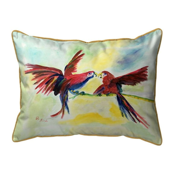 Betsy Drake Interiors Parrot Gossip Small Indoor/Outdoor Pillow 11x14