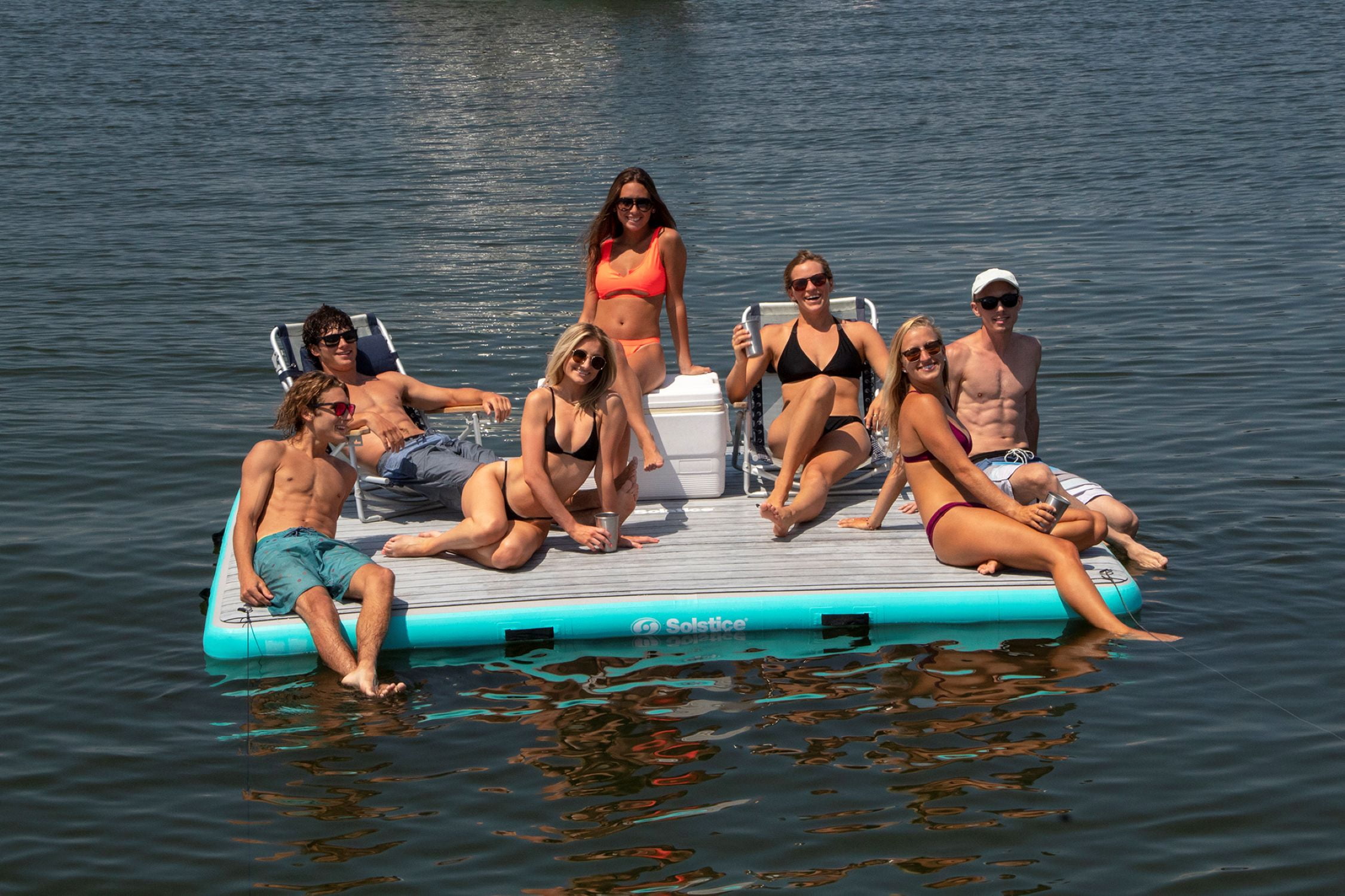 Swimline Inflatable Luxe Dock with Traction Pad and Ladder - 10' x 8'