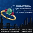 thumbnail image 2 of Gem Stone King 2.50 Ct Oval Green Malachite Red Created Ruby 18K Yellow Gold Plated Silver Ring, 2 of 6