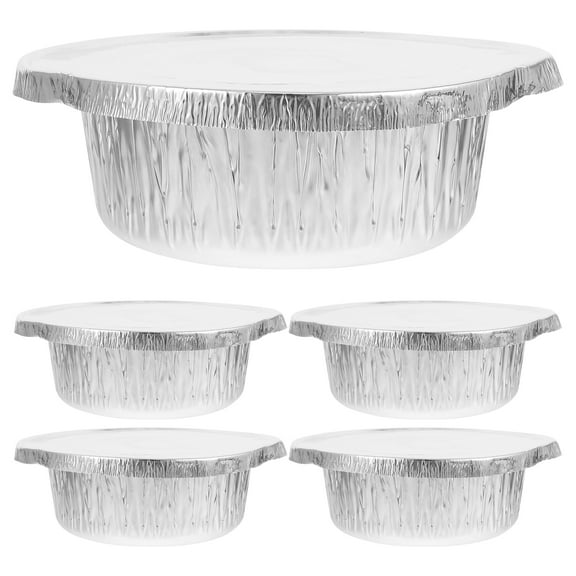 5pcs Aluminum Steam Pans Disposable Foil Baking Pans with Lids for Roasting Cooking and Warming