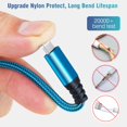 thumbnail image 3 of Cable cargador para iPhone Aurnoet de 3 m, paquete de 5, certificado MFi, nylon, 3 of 7