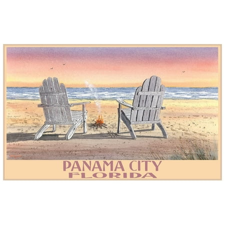 Panama Table And Chairs Panama City Florida Adirondack Chairs Beach Giclee Art Print Poster by Dave Bartholet (12