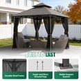 thumbnail image 4 of LazySunsets 8'x 8' Patio Gazebo Double Roof Protection All-Weather Outdoor Shelter Features Insect Screens for Backyard, Lawn, (Gray), 4 of 9