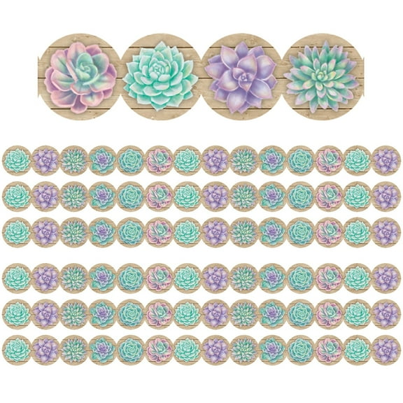 Teacher Created Resources Rustic Bloom Die-Cut Border 2.75" x 210' Succulents (TCR8591-6)