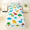 thumbnail image 3 of Homewish Lovely Dinosaur Twin Sheets,Cartoon Animal Themed Bedding,White,3-Piece,1 Fitted Sheet and 1 Pillowcase, 3 of 6