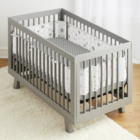 - BreathableBaby® 3pc Classic Crib Bedding Set– Starlight White & Grey