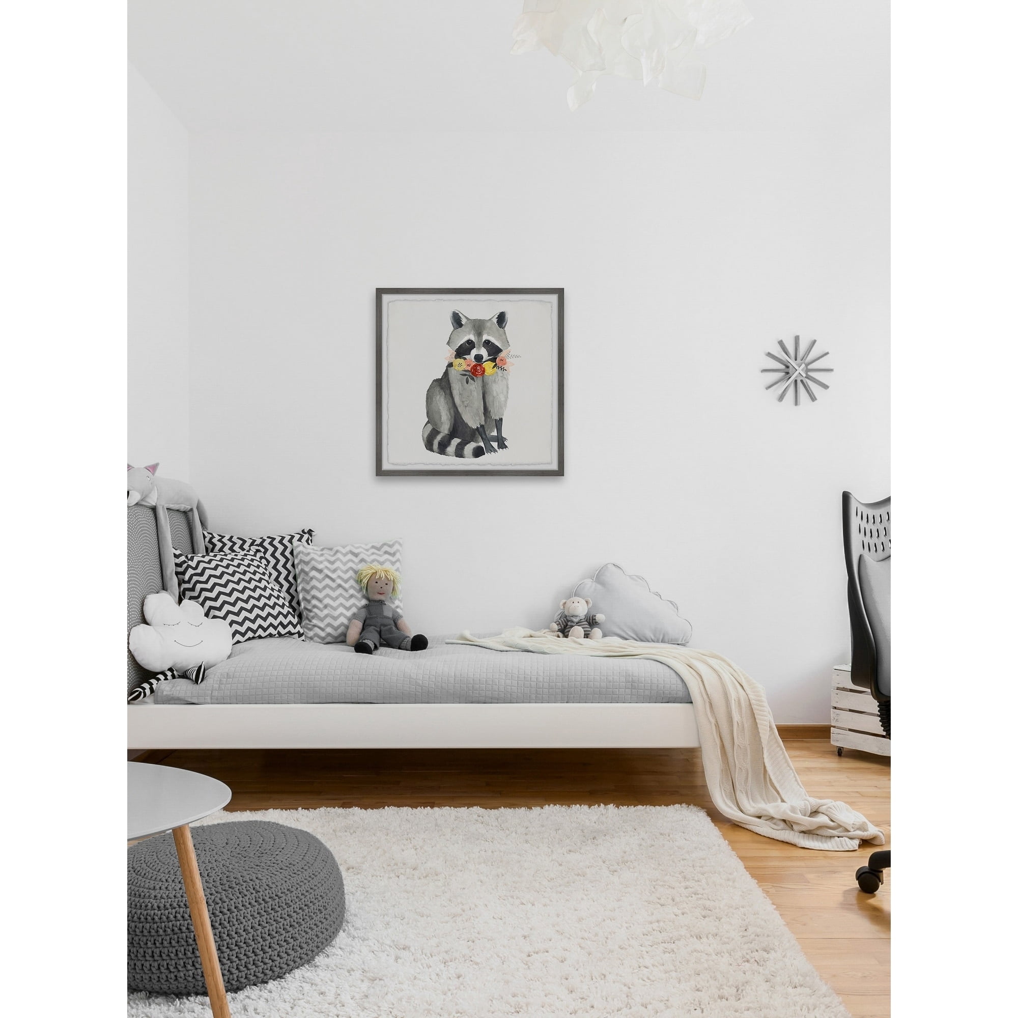 Marmont Hill Flower Necklace Raccoon Framed Wall Art, 12.00" x 1.50"