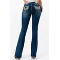 thumbnail image 3 of Grace in LA Women's Aztec Western Embroidered Distressed Bootcut Stretch Jeans (34, Blue), 3 of 3