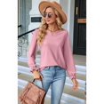 thumbnail image 4 of Womens Long Puff Sleeve Shirts Casual Tops Dressy Blouses Tunic Fall Fashion 2025 Trendy Loose Outfits Pink XXL, 4 of 8