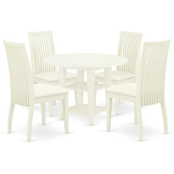 East West Furniture Dining Room Set Linen White, SUIP5-LWH-C