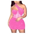 thumbnail image 1 of Vestido Yanfoam para mujer sexy y elegante con strass bodycon rosa, 1 of 3