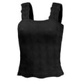 thumbnail image 4 of IWEMEK Women Tank Tops Summer Casual Sleeveless Shirt Square Neck Jacquard Vest Fashion Solid Color Cami Top Black Tees, 4 of 7