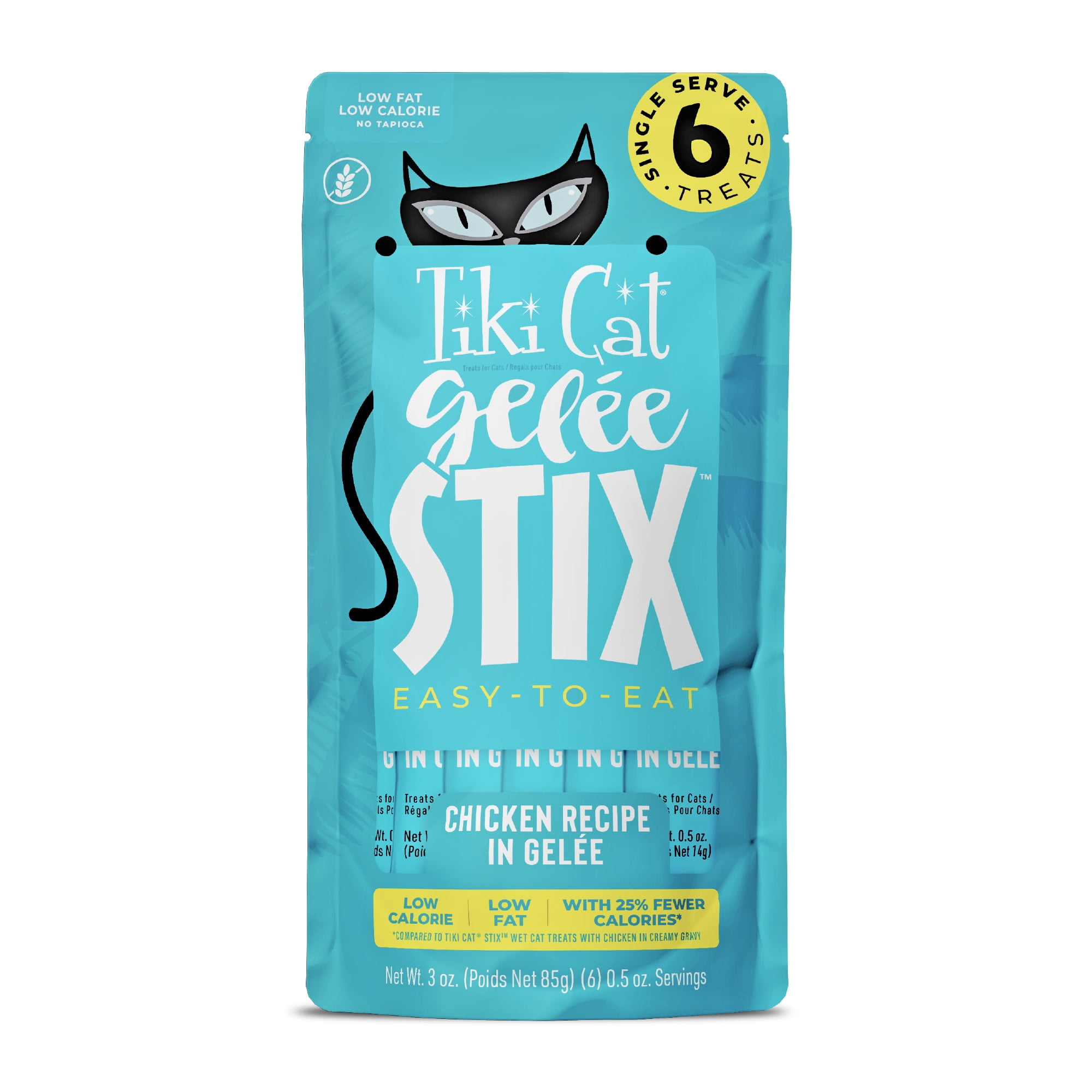 (6 pack) Tiki Cat Stix Gelee Wet Cat Treats, Chicken, 3 oz. Pouch