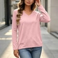 thumbnail image 6 of Hurxie Womens Shirts Long Sleeve Tops V Neck Casual Basic Tee Fall Outfits Breathable Comfort Fabric, Versatile Solid Top Pink,M, 6 of 8