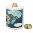 thumbnail image 3 of Romantic Piggy Bank, Astronaut Couple in Love Valentines Day Celestial Sci Fi Comic Pop Art Marriage, Ceramic Coin Bank Money Box for Cash Saving, 3.6" X 3.2", Multicolor, by Ambesonne, 3 of 4