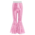 thumbnail image 3 of Doomiva Kids Girls Sequins Jazz Disco Dance Bell Bottoms Pants Sparkly Glitter 70s Flare Trousers Performance Dancewear Pink 130, 3 of 5