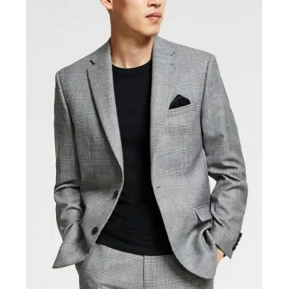 Bar Ill Men's Slim-Fit Black/White Plaid Suit Jacket Size 38S