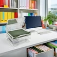 thumbnail image 3 of Sorbus Set of 3 Wide Hanging File Organizer Bin Clear Plastic Stackable for Document Storage, 3 of 7