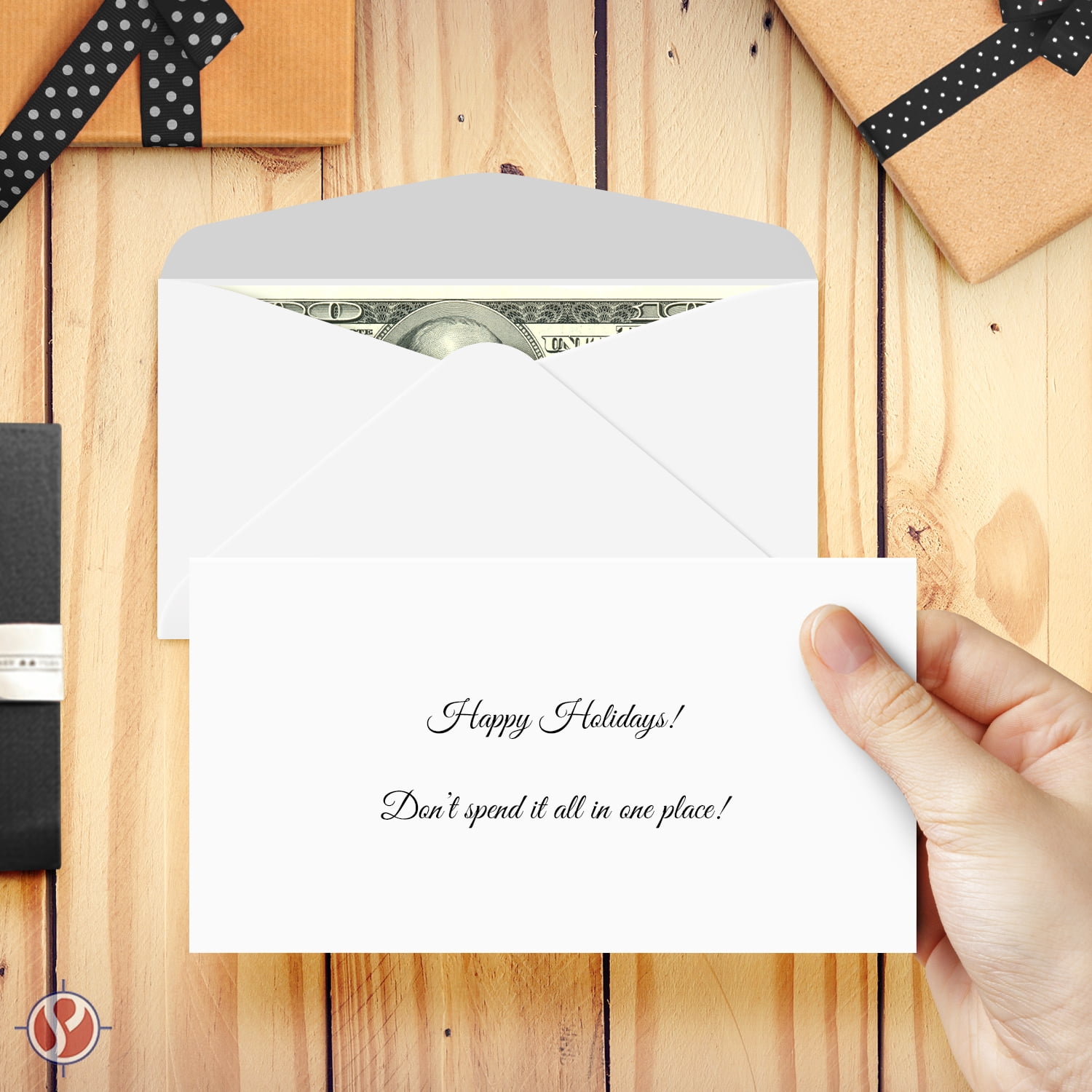 Happy Holidays Envelopes w/ Blank Cards for Notes – Money, Check and Currency Holder, Nice Winter Christmas New Year Greeting for Cash, Coins, Presents & Gift Cards | 3-5/8" x 6-1/2" | 25 per Pack