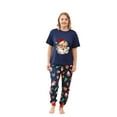 thumbnail image 2 of Zwiiyzr Christmas Pajamas for Family for Mom Matching Family Sets Christmas Print Casual Short Sleeve Top With Bottom Outfits Home Wear 2025 Blue, 2 of 7
