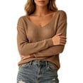 thumbnail image 4 of Edvintorg Cardigan Sweaters for Women Long Sleeve V Neck Loose Casual Knit Pullover Top Women's Clothing S-XL Khaki, 4 of 9