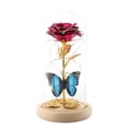 thumbnail image 1 of LED Color Gold Rose Flower Hollow Butterfly Log Bottom Glass Cover Simulation Valentine's Day Gift Decoration Ornaments, 1 of 1