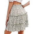 thumbnail image 4 of Nlife Women Floral Print Ruffle Design High Waisted Drawstring A-Line Mini Skirt, 4 of 7