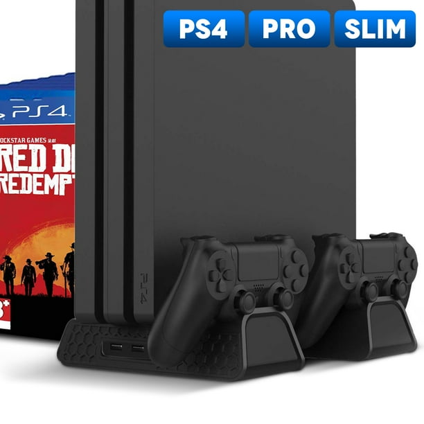 Tsv Vertical Stand For Ps4 Slim Ps4 Pro Regular Ps4 Controller Charger With 3 Cooling Fan Games Storage Ext Dual Charging Station For Playstation 4 Console Dualshock 4 Controller Accessories Walmart Com Walmart Com
