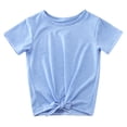 thumbnail image 3 of uikmnh Cute Tops Fashionable Girls Tie Front Knot T-Shirt Casual Loose Fit Crewneck Short Sleeve Summer Blouse Tee for Little Girls Size:12-13 Years, 3 of 9