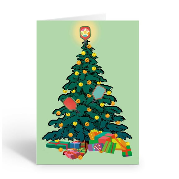 Stonehosue Collection Pickleball Christmas Tree Boxed Cards –12 Boxed Cards with Envelopes (Standard)