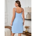 thumbnail image 6 of SHOWMALL Plus Women's Sleepshirt Comfy Sleeveless Sleepwear Light Blue 4X Spaghetti Strap Nightgown, 6 of 6