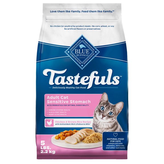 Blue Buffalo Tastefuls Dry Cat Food, Sensitive Stomach, Chicken and Brown Rice 2.2kg