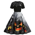 thumbnail image 1 of Disfraz gótico de Halloween para Mujer, traje Retro con estampado de calavera y calabaza, vestido de fiesta de Carnaval, 1 of 2