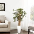 thumbnail image 5 of Nearly Natural 60" Bamboo Artificial Tree in White Tower Planter in Green/White, 5 of 8