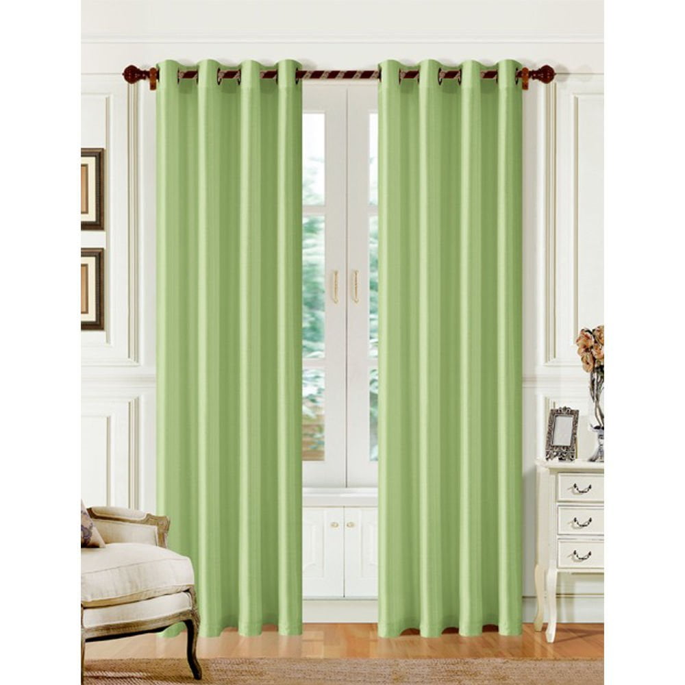 1 PANEL MIRA SOLID SAGE GREEN SEMI SHEER WINDOW FAUX SILK ANTIQUE