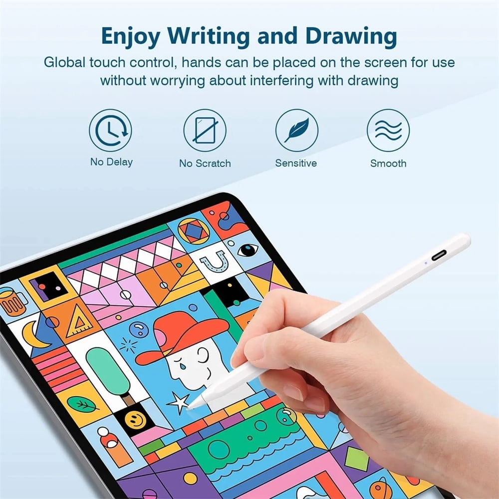 Stylus Pen for iPad,Fast Charge Active Pencil with Palm Rejection,Tilt Function,Compatible with 2018-2023 Apple iPad 10/9/8/7/6 Gen,iPad Pro 11/12.9 inch,iPad Mini 5/6,iPad Air(5/4/3)
