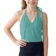 thumbnail image 2 of CPNG Girls Spaghetti Straps Tie Halter Neck Camisole Vest Summer Solid Color Trendy V Neck Strap Tank Top, 2 of 7
