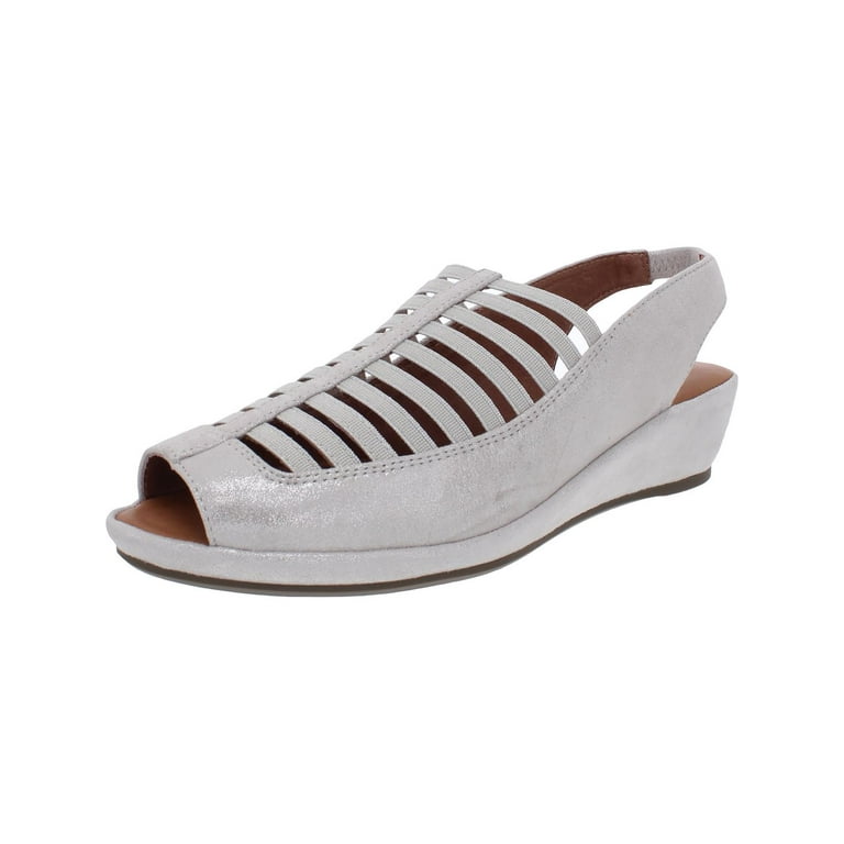 Gentle Souls by Kenneth Cole Womens Lee Wedge Sandals Silver 7.5