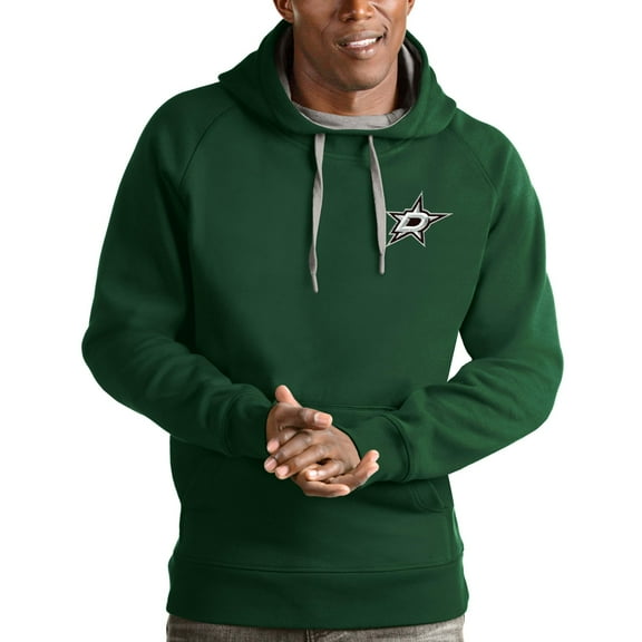 Men's Antigua Hunter Green Dallas Stars Victory Pullover Hoodie