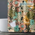 thumbnail image 4 of Boho Floral Shower Curtain, Watercolor Boho Chic Flowers Bathroom Shower Curtain, Fabric Waterproof Shower Curtain with 12 Hooks, 72 x 72 Inch, 4 of 6